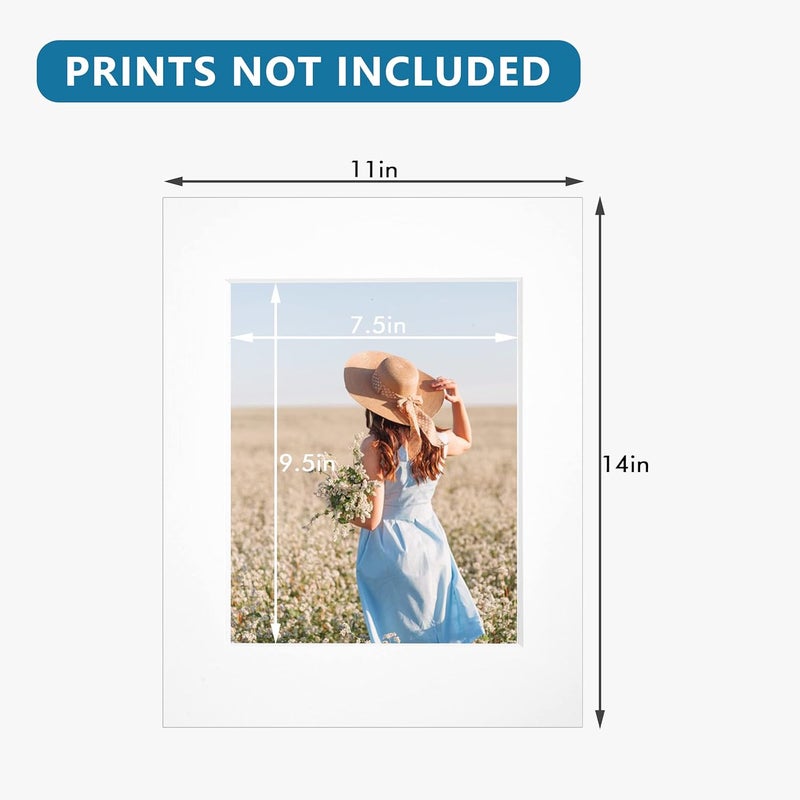 Somime 25 Pack White Picture Mats - 11x14 Pre-Cut Mats for 8x10 Photos - White Core Bevel Cut Frame Matte, Acid Free, Ideal for Frames, Artwork and Prints - Image 3